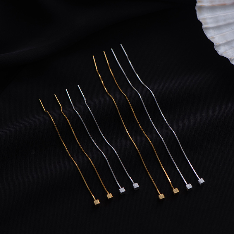 S925 Sterling Silver Small Square Ear Threaders - Image 2