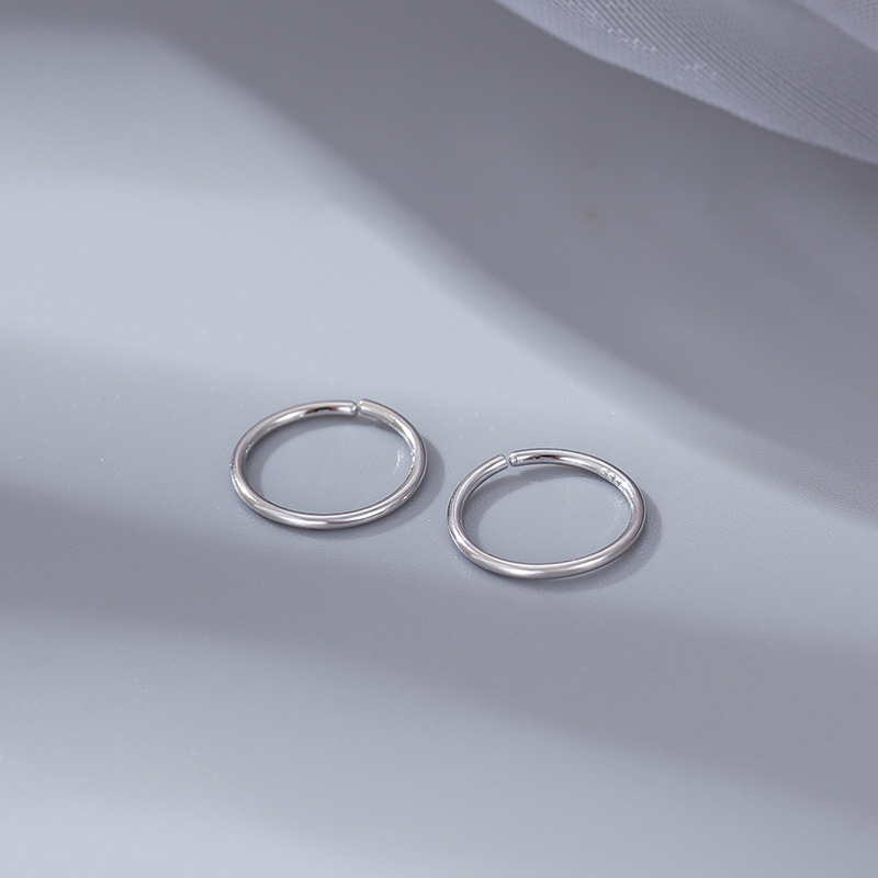 S999 Pure Silver Minimalist Circle Earrings - Image 4