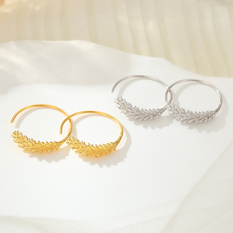 S925 Sterling Silver Wheat Circle Earrings - Image 2