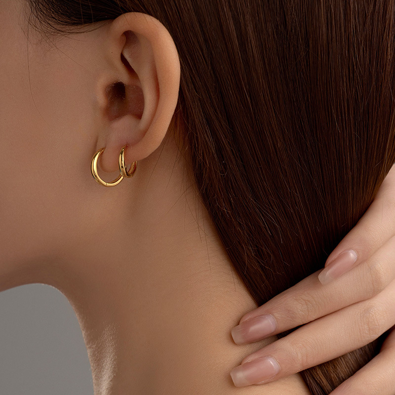 S925 Sterling Silver Minimalist Hoop Earrings - Image 3