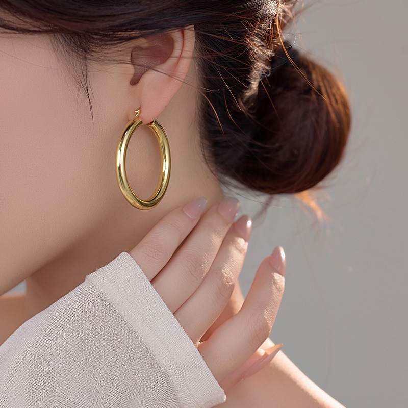 S925 Sterling Silver Large Hoop Earrings - Image 2