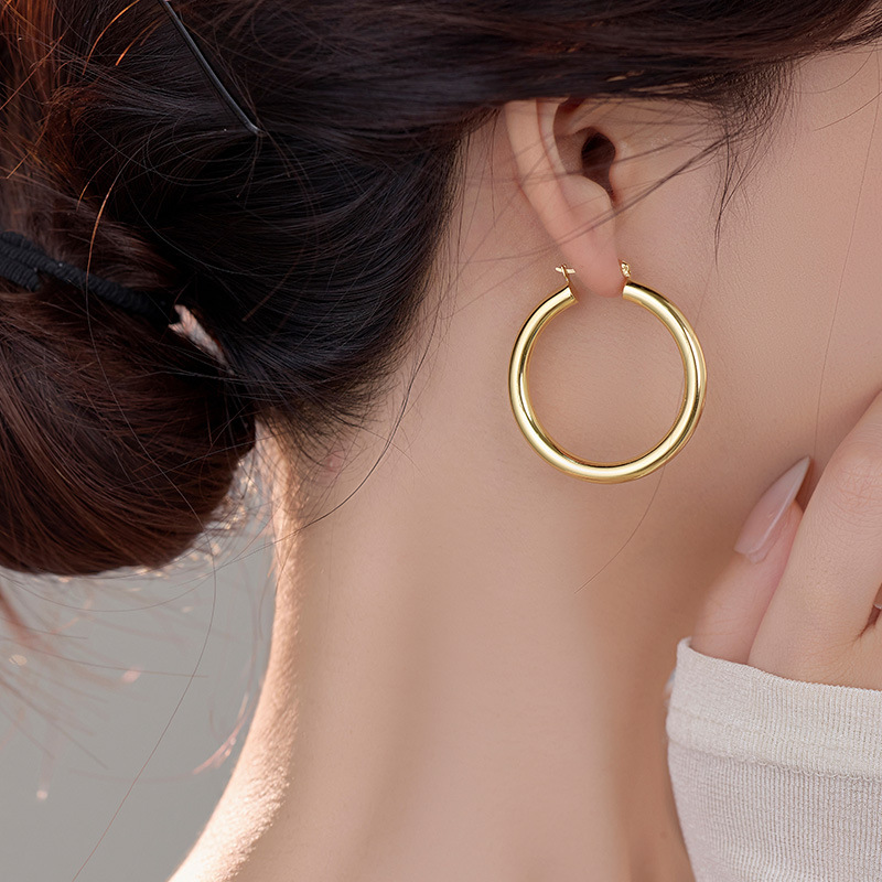 S925 Sterling Silver Large Hoop Earrings - Image 3
