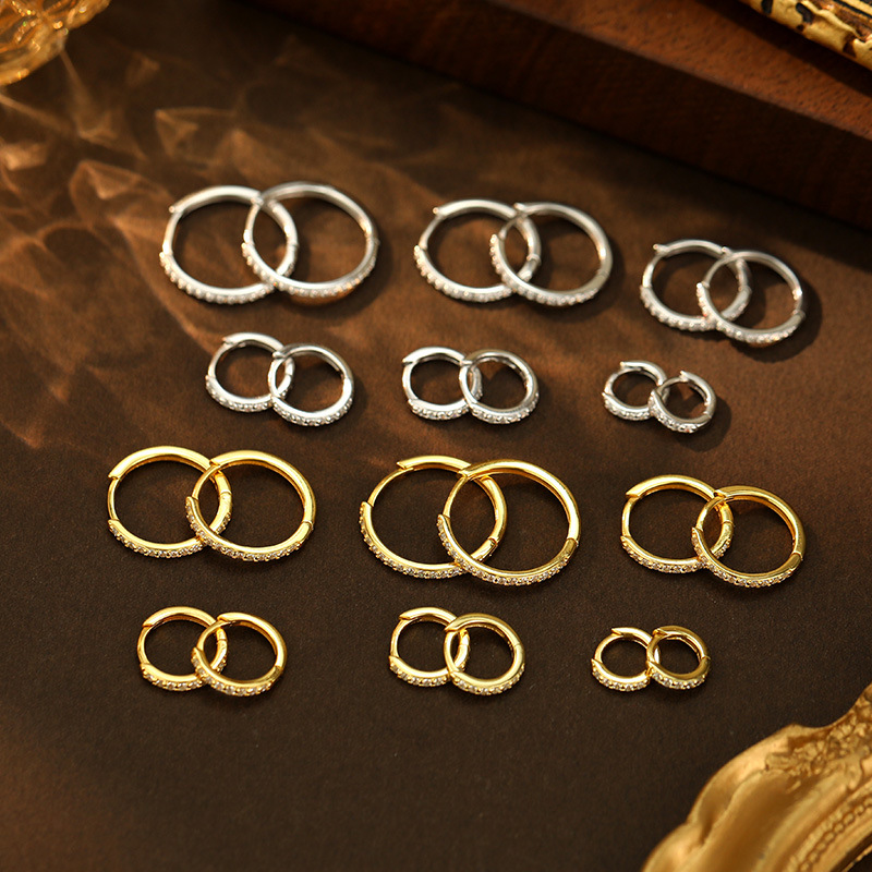 S925 Sterling Silver Zirconia Circle Earrings