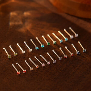 S999 Fine Silver Twelve Birthstone Stud Earrings