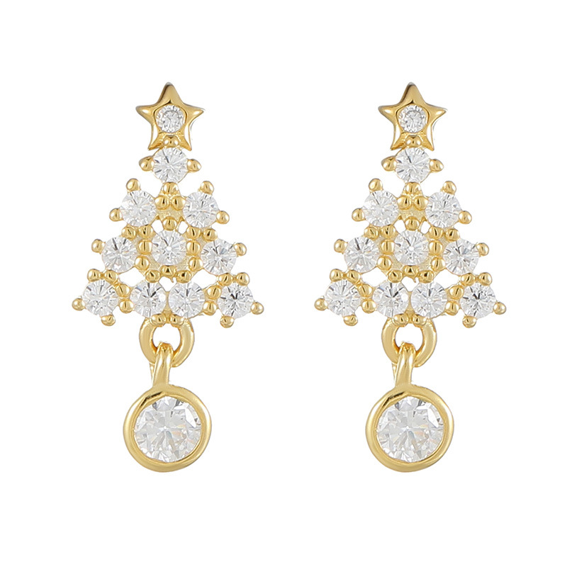 S925 Sterling Silver Christmas Tree Stud Earrings - Image 4