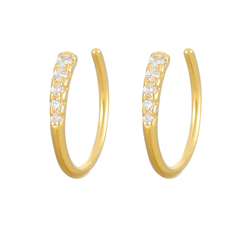 S925 Sterling Silver C-Shaped Circle Earrings with Sparkling Zirconia - Image 4