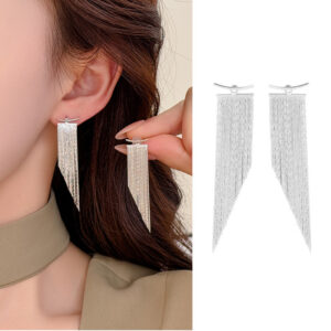 S925 Sterling Silver Waterfall Tassel Stud Earrings