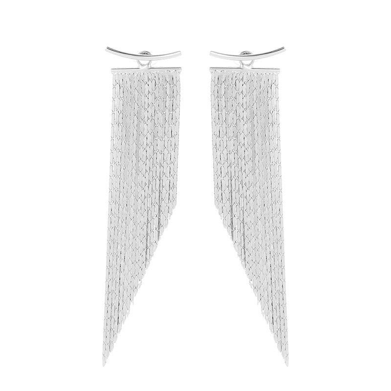 S925 Sterling Silver Waterfall Tassel Stud Earrings - Image 4