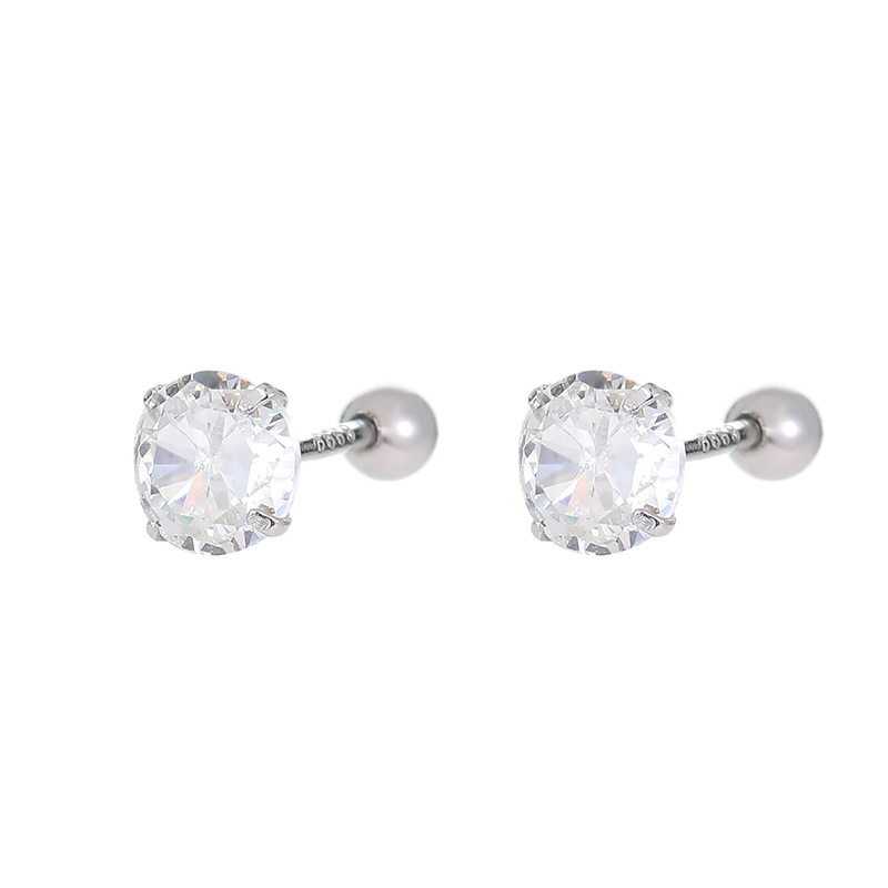 S999 Fine Silver Four-Prong Zircon Stud Earrings - Image 3