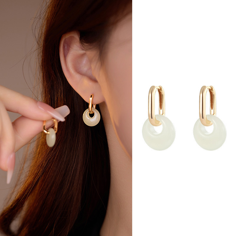 Hetian Jade Peace Knot Earrings