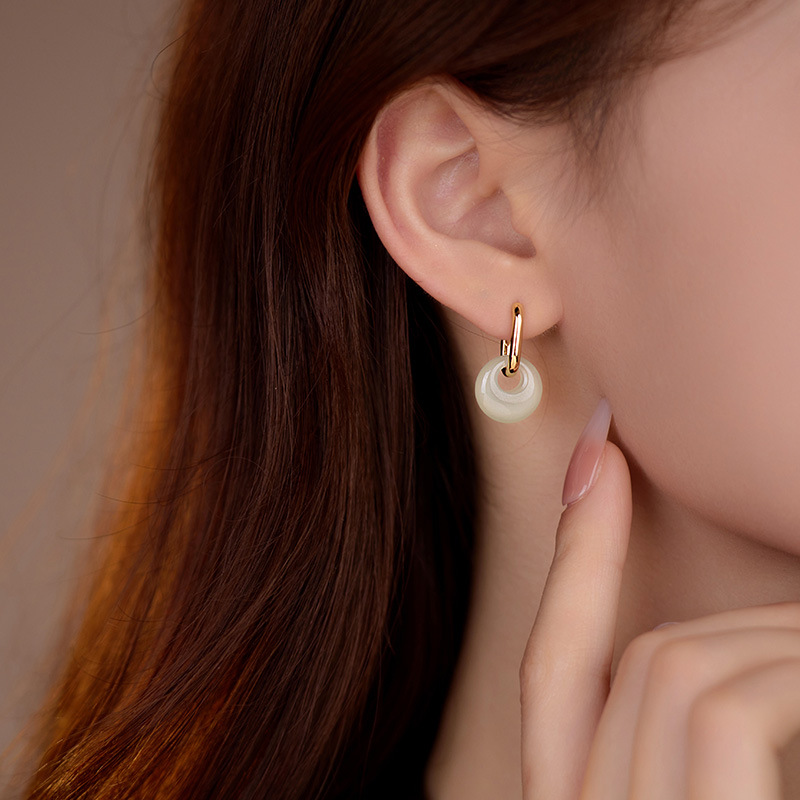 Hetian Jade Peace Knot Earrings