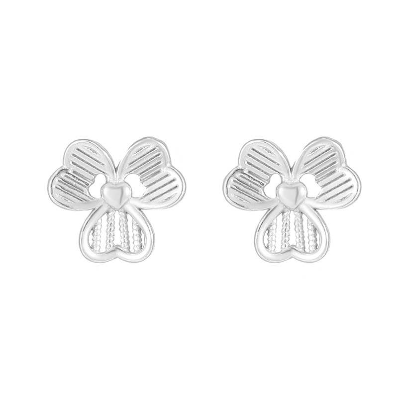 S999 Fine Silver Petal Screw-Back Stud Earrings - Image 4