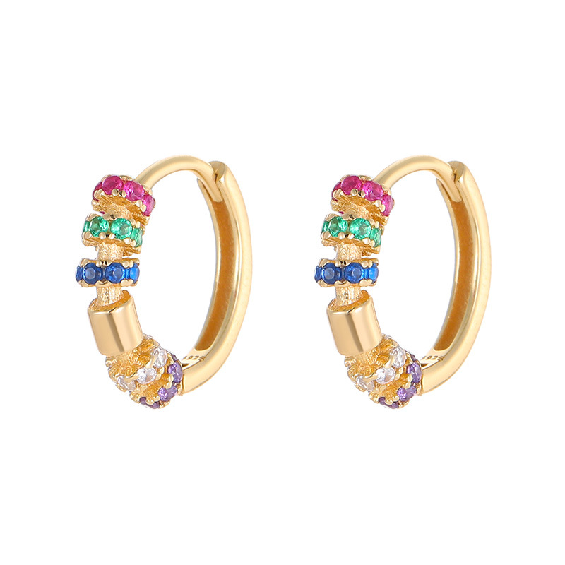 S925 Sterling Silver Rainbow Zirconia Earrings - Image 4