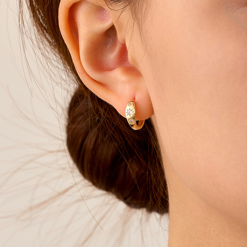 S925 Sterling Silver Eight-Pointed Star Earrings - Image 3
