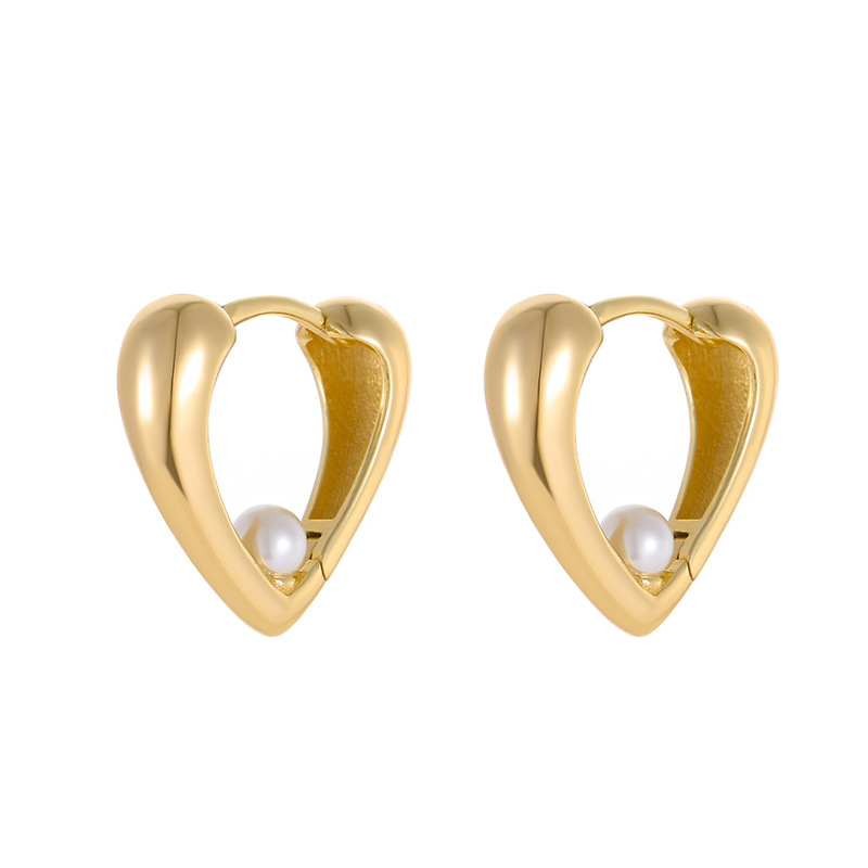 S925 Sterling Silver Heart Pearl Earrings - Image 4