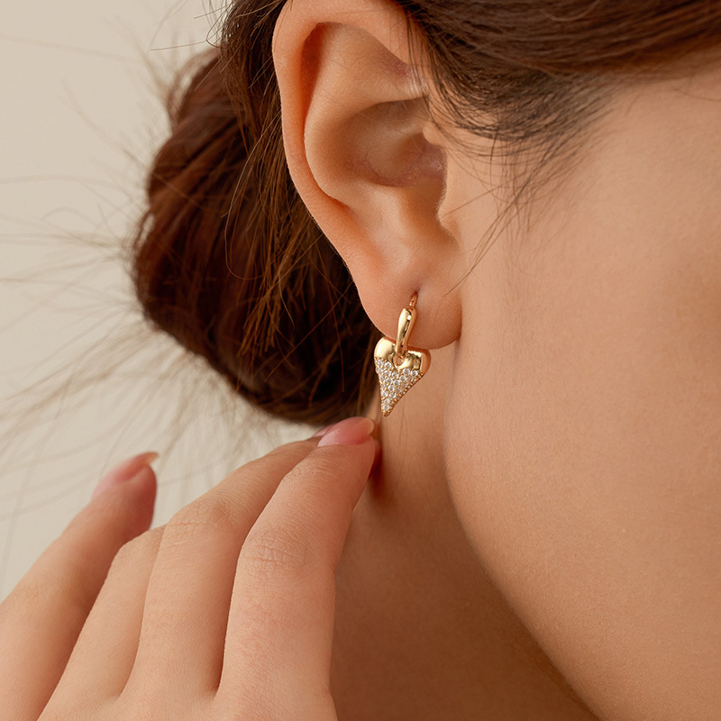 S925 Sterling Silver Heart Earrings with Zirconia - Image 3