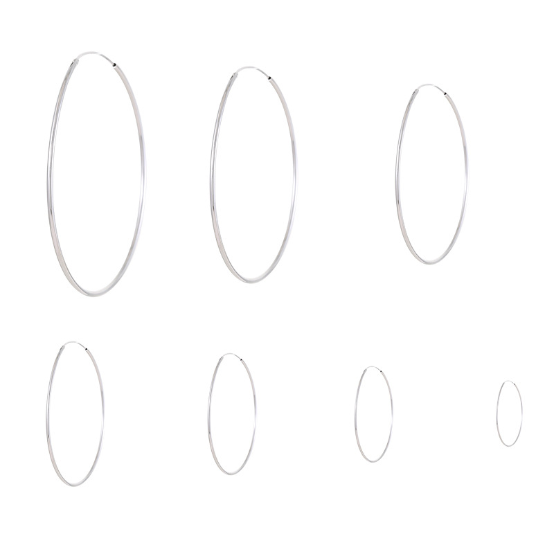 S925 Sterling Silver Minimalist Large Hoop Earrings - Image 5