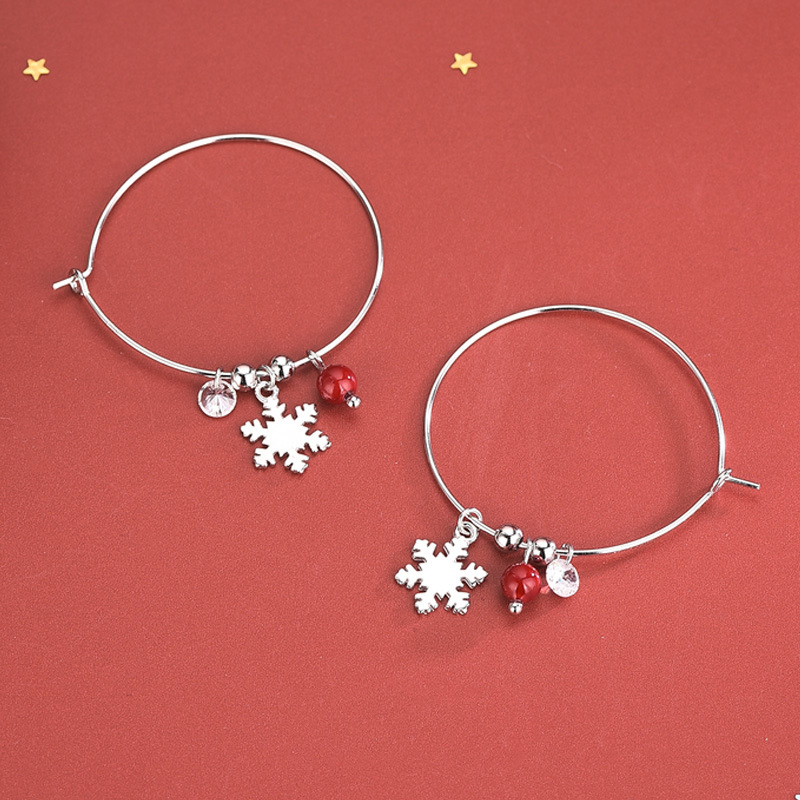 S925 Sterling Silver Large Snowflake Hoop Earrings with Zirconia