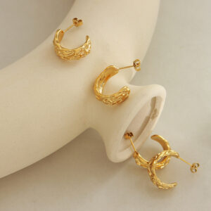 Heavy Duty Forged C-Shaped Titanium Steel Earrings