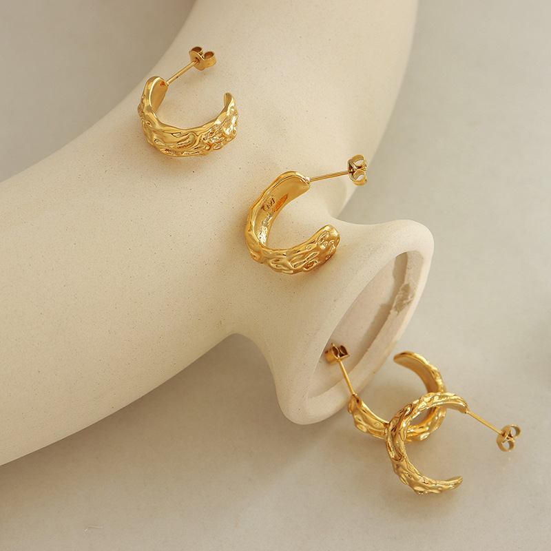 Heavy Duty Forged C-Shaped Titanium Steel Earrings