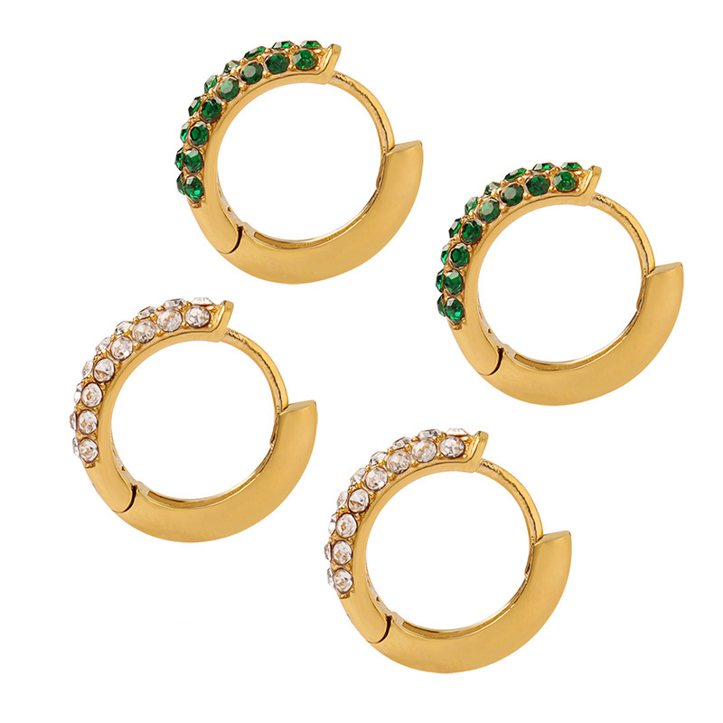 Titanium Steel Zirconia Round Earrings