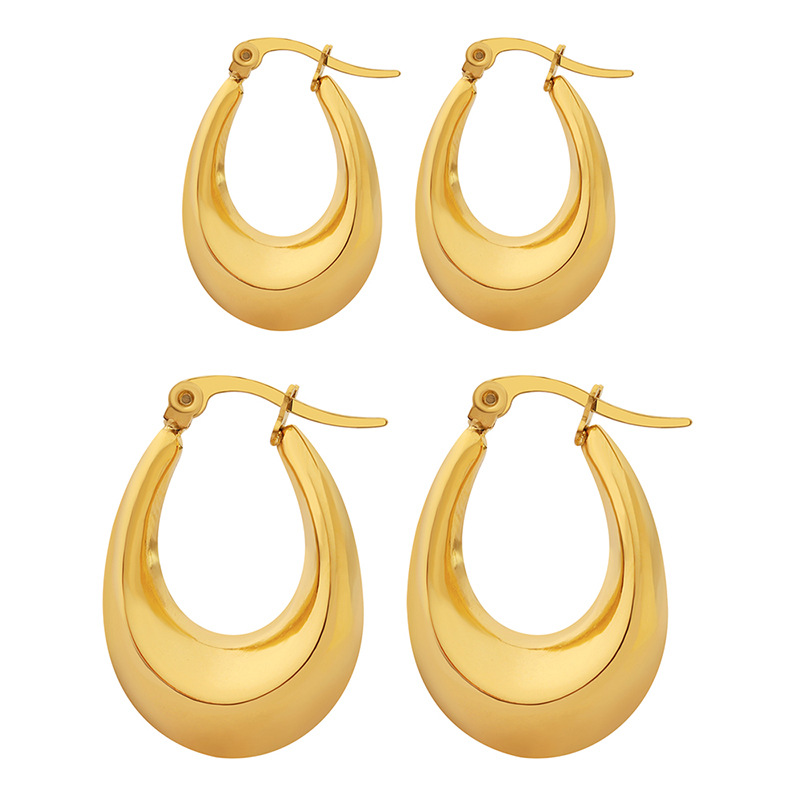 Titanium Steel U-Shaped Mixed Size Earrings - Image 4