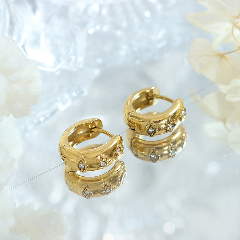 Titanium Steel Zirconia French Vintage Earrings