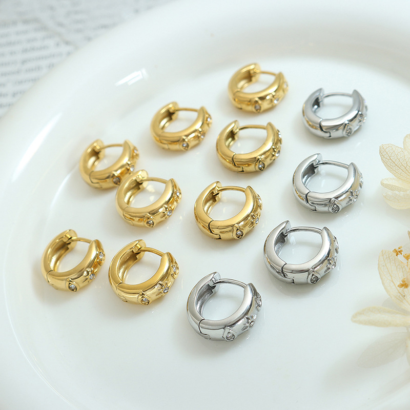 Titanium Steel Zirconia French Vintage Earrings - Image 2