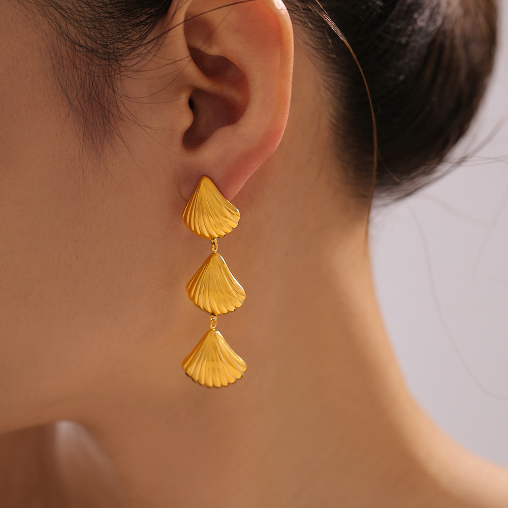 Stainless Steel Shell Fringe Earrings - Image 4
