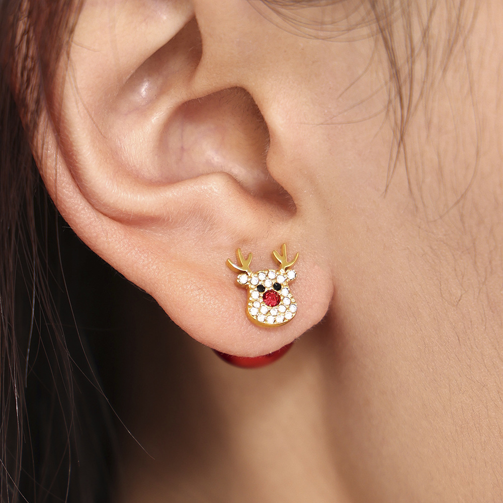 Christmas Tree Reindeer Stud Earrings