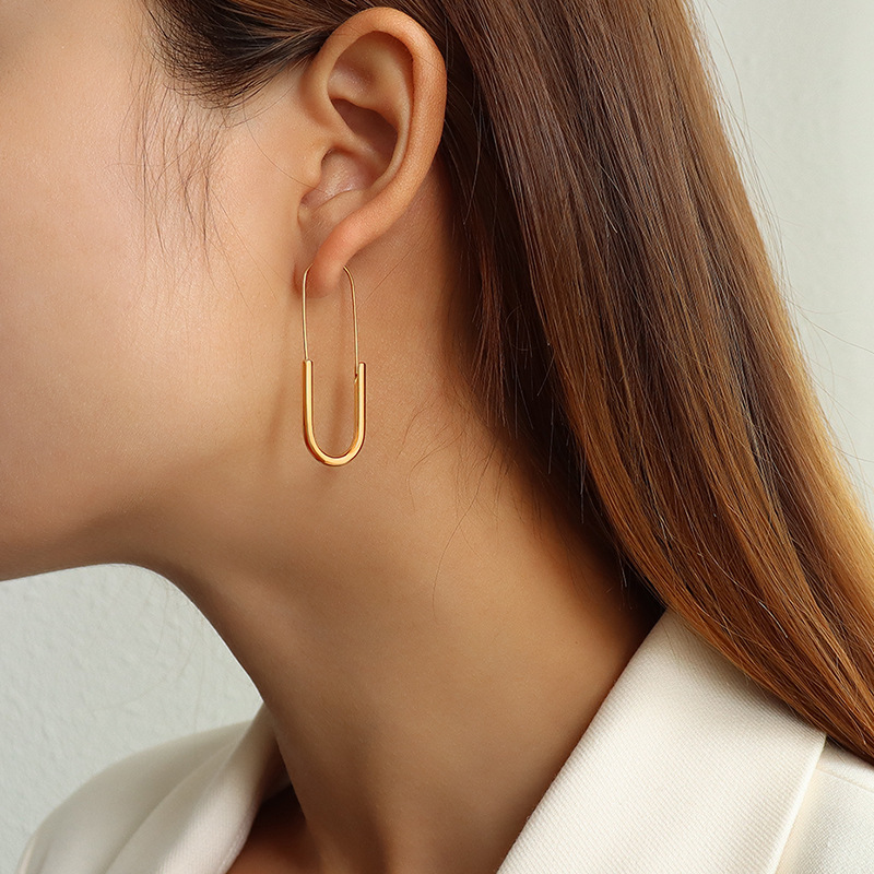 Titanium Steel Long Safety Pin Earrings