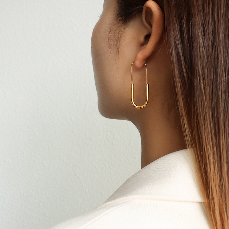 Titanium Steel Long Safety Pin Earrings - Image 3