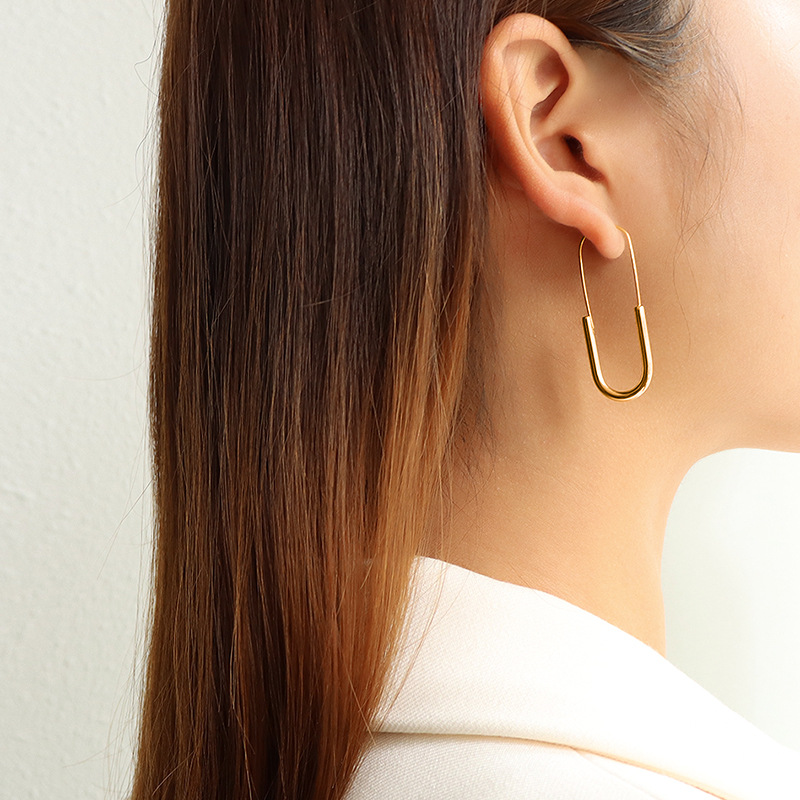 Titanium Steel Long Safety Pin Earrings - Image 4