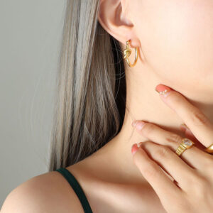 Titanium Steel Knotted Circle Earrings