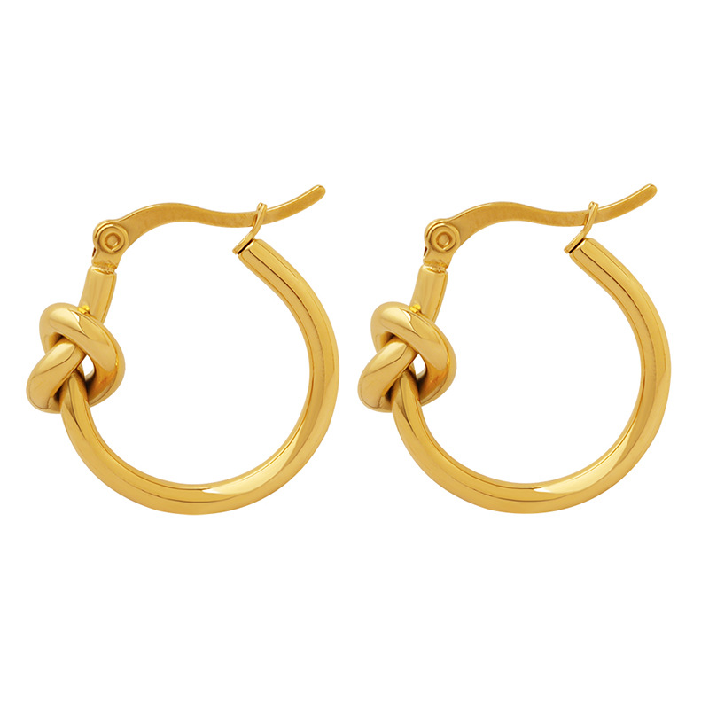 Titanium Steel Knotted Circle Earrings - Image 4