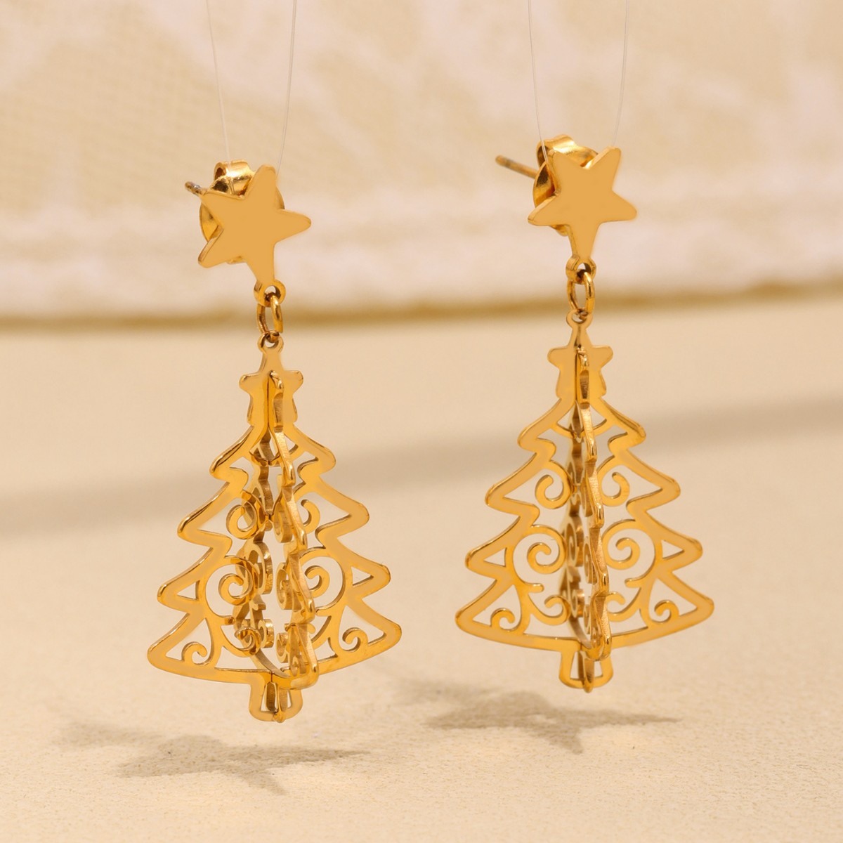 Stainless Steel Tree Earrings - Image 3