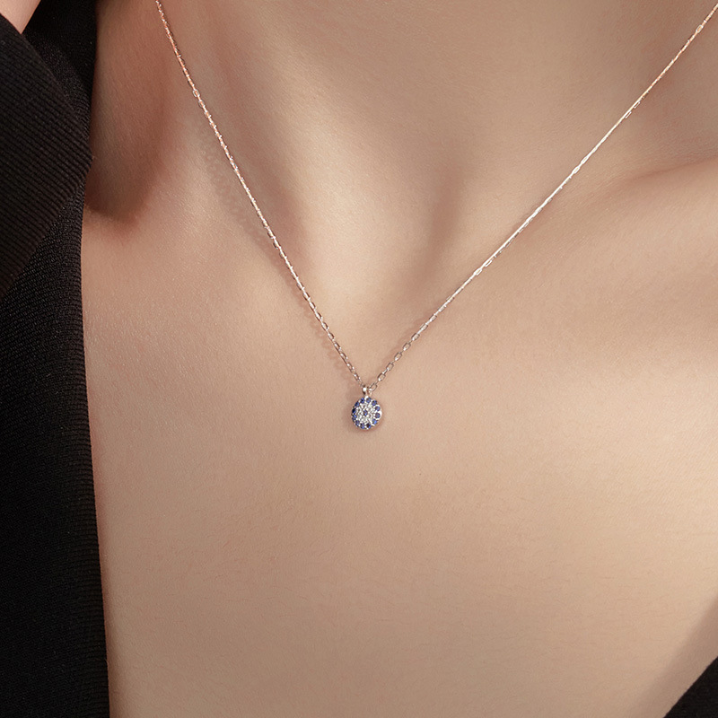 Blue Pendant Necklace - Silver