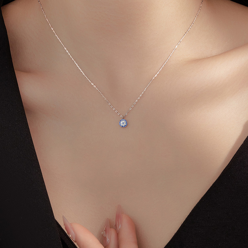 Blue Pendant Necklace - Silver