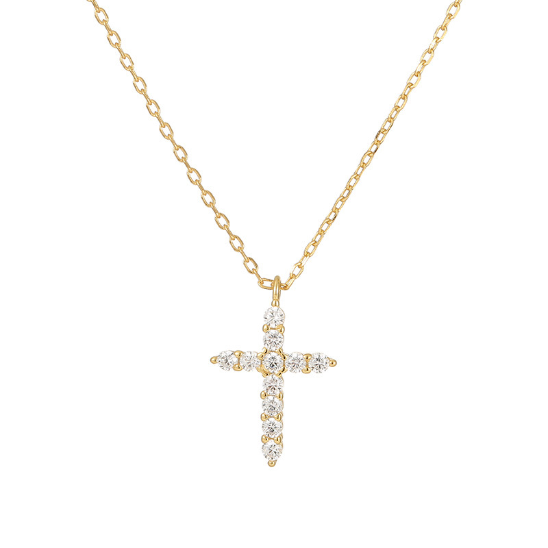 S925 Sterling Silver Full Pavé Cross Pendant Necklace - Image 4