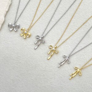 S925 Sterling Silver Bow Pearl Necklace
