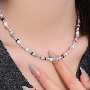 S925 Sterling Silver Dopamine Beaded Necklace