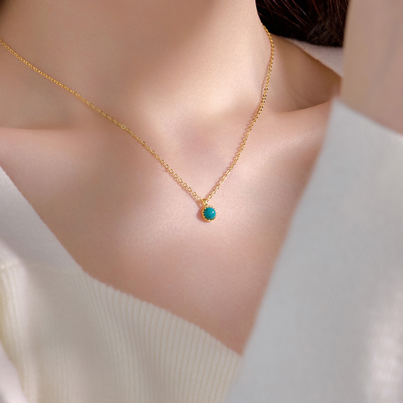 S925 Sterling Silver Turquoise Pendant Necklace - Image 2