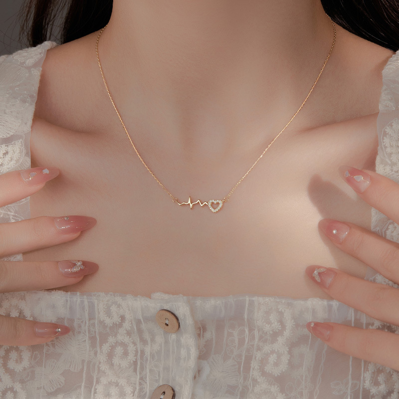 S925 Sterling Silver Heartbeat Heart Necklace - Image 3