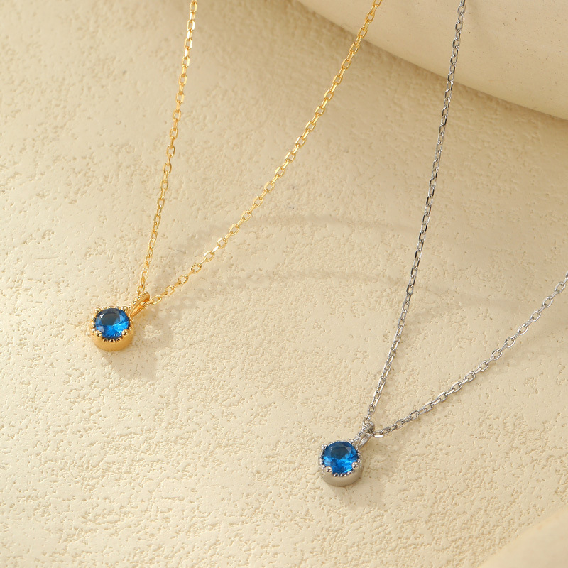 S925 Sterling Silver Blue Zirconia Necklace - Image 2