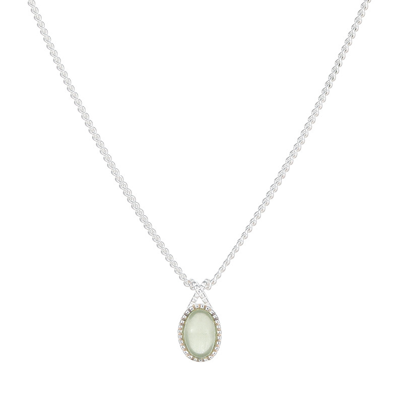 S925 Sterling Silver Jasper Plain Silver Necklace - Image 4