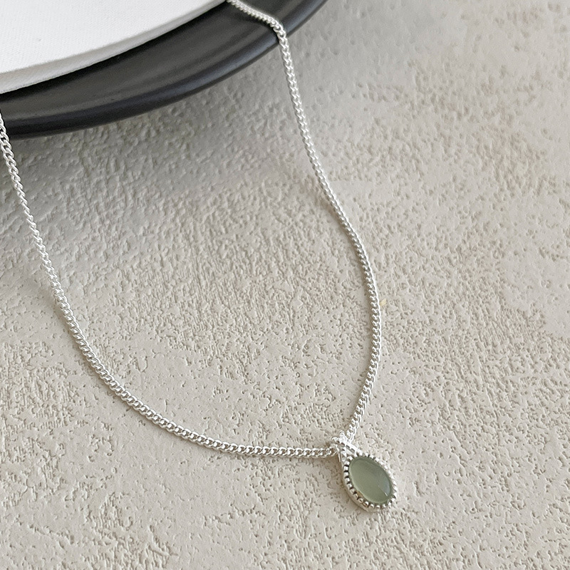 S925 Sterling Silver Jasper Plain Silver Necklace - Image 5