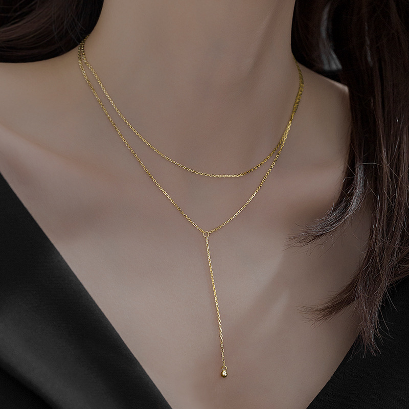 Double Layer Tassel Necklace - Silver