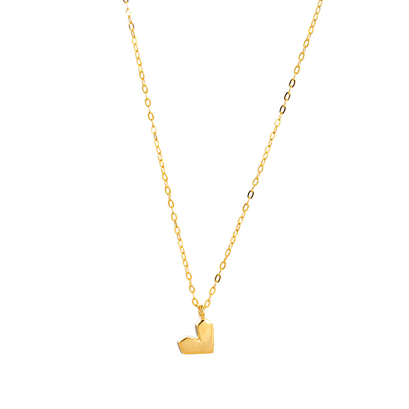 S925 Sterling Silver Geometric Cut Heart Pendant Necklace - Image 4