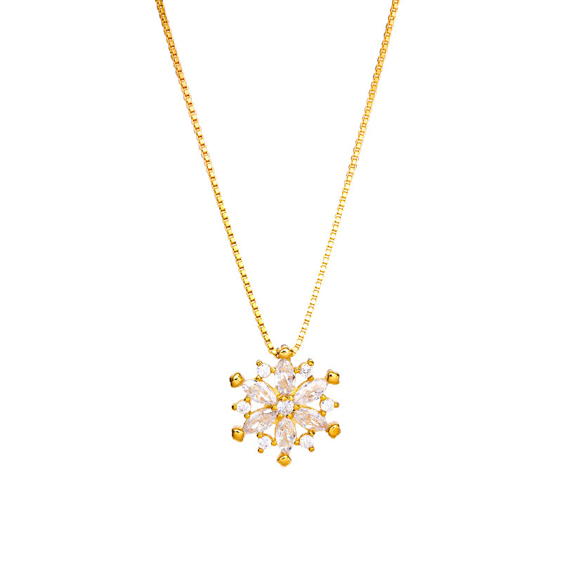 S925 Sterling Silver Snowflake Pendant Necklace with Zirconia - Image 4
