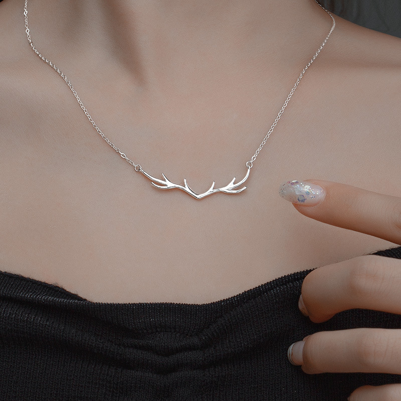 S925 Sterling Silver Deer Antler Necklace - Image 3